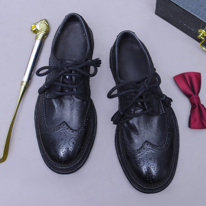 Zapatos de Cuero para Hombre, Estilo Lujoso, con Brocado en Relieve, con Cordones, Formales para Negocios, Hechos a Mano, para Todas las Temporadas - Product Image 4