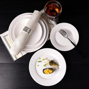 Assiette en porcelaine blanche avec logo personnalisé, design luxueux, diamètre de 8 pouces, écologique, pour les fêtes, la <span class=keywords><strong>maison</strong></span>, les restaurants/hôtels - Product Image 5