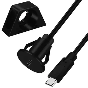 Waterproof Cable USB 3.0 Type-C Male to Female Embedded Panel Installation Extension Cable