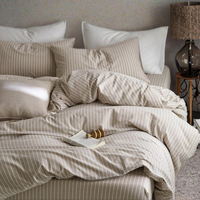 Parure de lit moderne en coton lavable à 100 %, aspect lin, 200 fils, housse de couette respirante, durable, douce, confortable, pour usage domestique, vente en gros