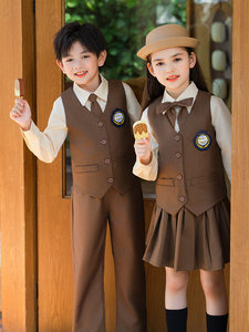 Ensemble d'été style collège britannique pour garçons et filles, uniforme scolaire primaire, <span class=keywords><strong>costume</strong></span> de chorale de classe, coton pour la remise des diplômes - Product Image 3