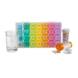 Produit en plastique de haute qualité, organisateur de pilules de 7 jours, couleur arc-en-ciel, petit format, 28 compartiments, boîtes à pilules hebdomadaires - Product Image 2