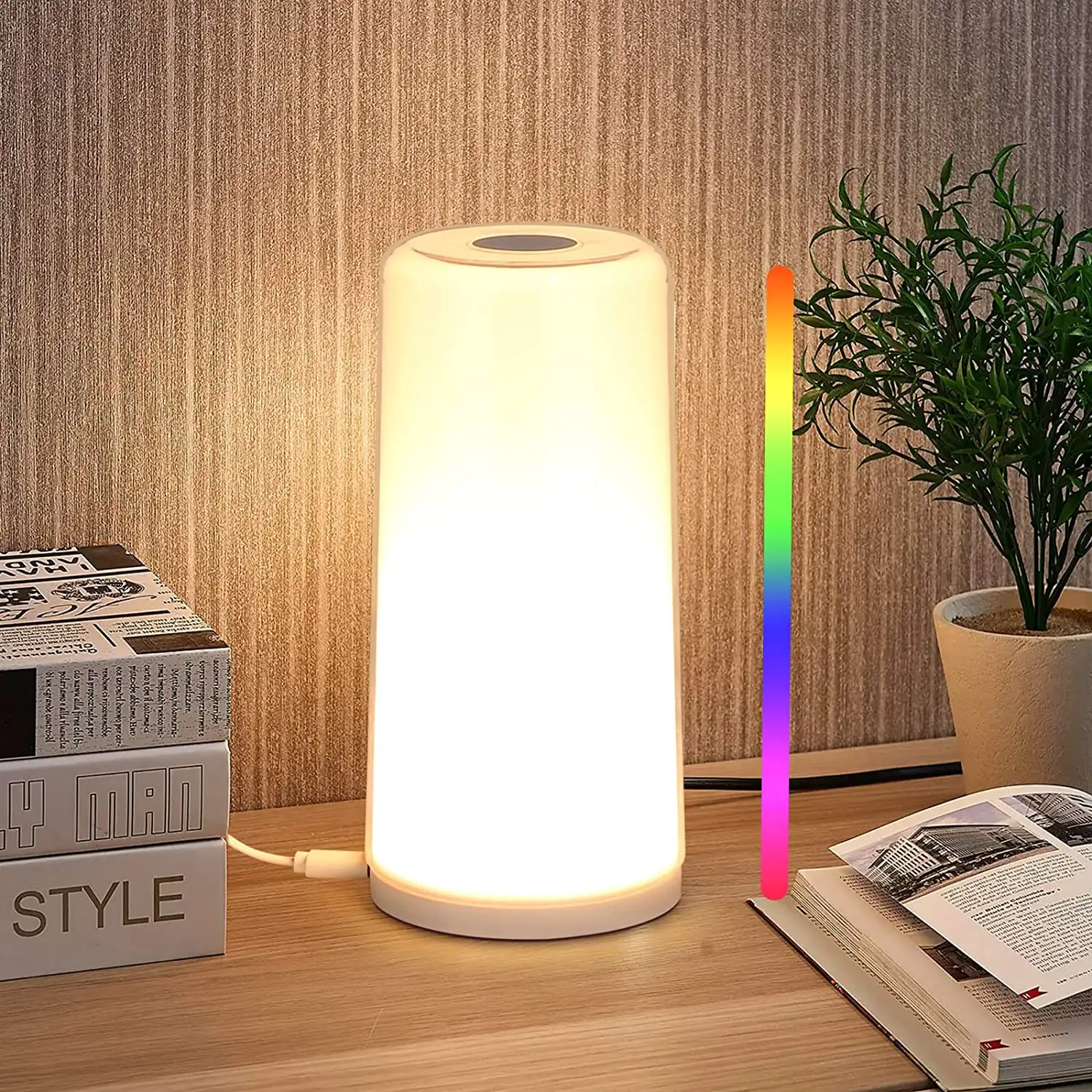 Portátil RGBW Smart Night Light Touch Sensor Lámpara Inalámbrico LED Colorida Mesita de noche