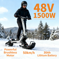 Scooter à neige 3-en-1, batterie au lithium 1500W, pliable, tout-terrain, étanche, multi-vitesses, suspension intégrale, autonomie 45-55 km, charge 130 kg