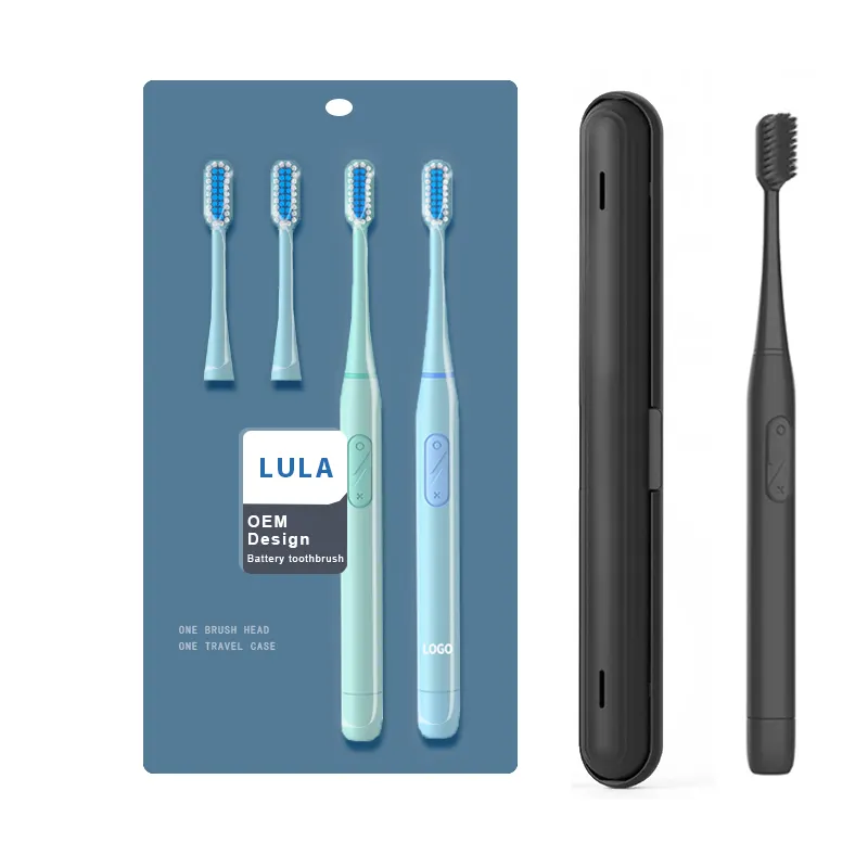LULA OEM Soft Black Cheap Low Noise Travel Slim Battery Electric Toothbrush Travel Electronic Toothbrush