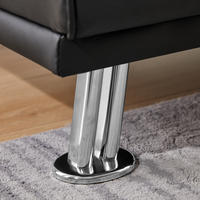 Kunstleder Couch Bett Modernes Cabrio Klapp sofa Günstiger Preis Wohnzimmer (Schwarz) Futon Schlafs ofa