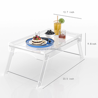 Plateau de lit en acrylique avec pieds pliables, plateau de petit-déjeuner pour canapé