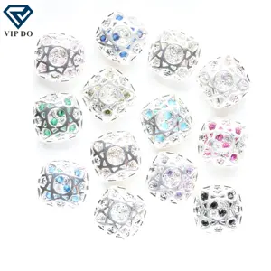 Hollow Cushion cut inlaid crystal zircon sliver plated flat diamond DIY necklace earrings pendant accessories materials