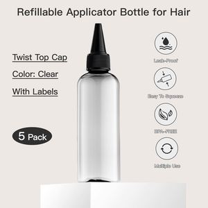 ขวดบีบพลาสติก PET สำหรับย้อมผม น้ำมันใส่ผม สีทาผม ซอส พร้อมหัวฉีดและฝาเกลียว สีตามสั่ง ขนาด 100 มล./4 ออนซ์ 1000 มล./8 ออนซ์ 500 มล. - Product Image 2