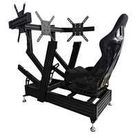 Simulador de Carreras de Realidad Virtual con Cabina Completa, Asiento Ergonómico, Soporte para Tres Monitores, Plataforma de Simulación de Conducción