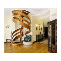 Escalier en colimaçon incurvé/en arc, escalier intérieur, décoration de maison moderne de luxe, escaliers en verre, escaliers en bois