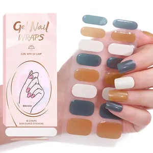 New Popular Color Nail Sticker Gel Matching Gradient Blooming Unique Design Nail Wrap UV Gel Pet Decals Nail Gel Strip