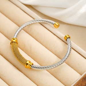 18k Vergoldetes Verflochtenes Gedrehtes Damen-Armband aus Edelstahl Chinesisches Verstellbares Armband und Armreif - Product Image 4