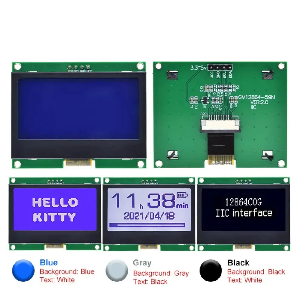 Módulo LCD 12864 IIC 128X64 I2C ST7567S COG, placa de pantalla gráfica, Panel LCM, pantalla de matriz de puntos de 128x64 para