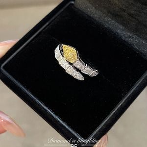 Xinfly 18K Real Gold Snake Head <b>Opening</b> <b>Ring</b> 0.4CT Yellow Diamond Classic <b>Ring</b> for Women's Anniversary - Product Image 5