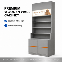 Vitrine de présentation pour animalerie en bois ultra-haute, directement d'usine, avec éclairage remplaçable, étagères ouvertes, base de rangement, taille personnalisée