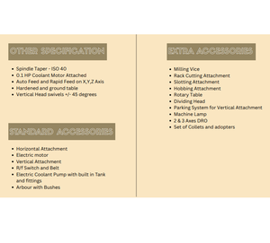 Fresadora universal de alimentación automática y engranajes completos, diseñada para trabajos de mecanizado de precisión de alta resistencia y corte de metales en talleres de herramientas. - Product Image 3