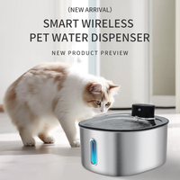 Fontaine à eau carrée pour animaux de compagnie 4L, en acier inoxydable 304, avec capteur sans fil, distributeur automatique pour chats et chiens, rechargeable, vente en gros OEM