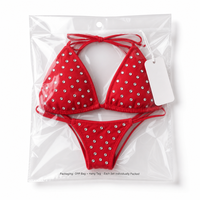 Ensemble de bikini en cristal solide, maillot de bain deux pièces à nouer sur le côté, sexy, minimaliste, triangle, push-up