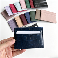 Porte-cartes minimaliste en cuir PU avec logo personnalisé, petit portefeuille miniature pour hommes, usage professionnel