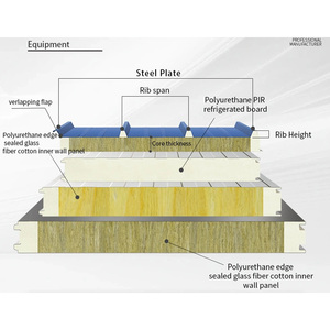 50-200 <span class=keywords><strong>MM</strong></span> aislamiento ignífugo lana de roca/<span class=keywords><strong>XPS</strong></span> paneles sándwich absorbentes de sonido paneles de acero de construcción para hoteles acero galvanizado - Product Image 4