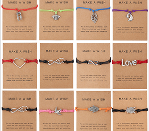 Coeur infini amour charme faire un souhait Bracelets réglable cordon porte-bonheur tissé <span class=keywords><strong>amitié</strong></span> Bracelets cadeau Logo personnalisé Bracelets - Product Image 3