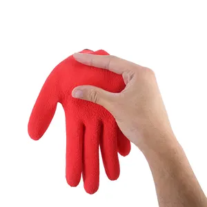 Factory Wholesale 13G Red Polyester Red Latex Finish Construction Gloves Industrial Safety Latex Coated Work Gloves