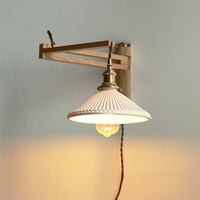 Lampe murale rétro en céramique noyer, pliable, rétractable et rotative pour table à manger, bureau, restaurant