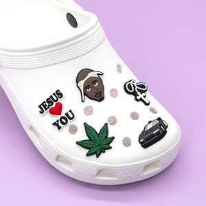 Sneakers Decor Accessories Trend Design Christian Marijuana Shoe Charm Personalized Custom Black <strong>Singer</strong> Boy Clog Shoe Charm Bulk - Product Image 2