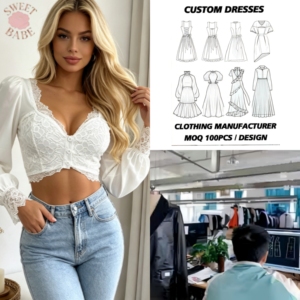Blouse Courte Personnalisée à Col en V, Manches Bouffantes Longues, Dos Creux, Tendance Décontractée pour Fête et Quotidien, Haut pour Femme - Product Image 1