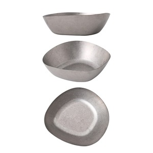 Bol irrégulier vintage en acier inoxydable 304, petit snack, <span class=keywords><strong>camping</strong></span> en plein air, empilable, jetable, forme de cône asymétrique - Product Image 1