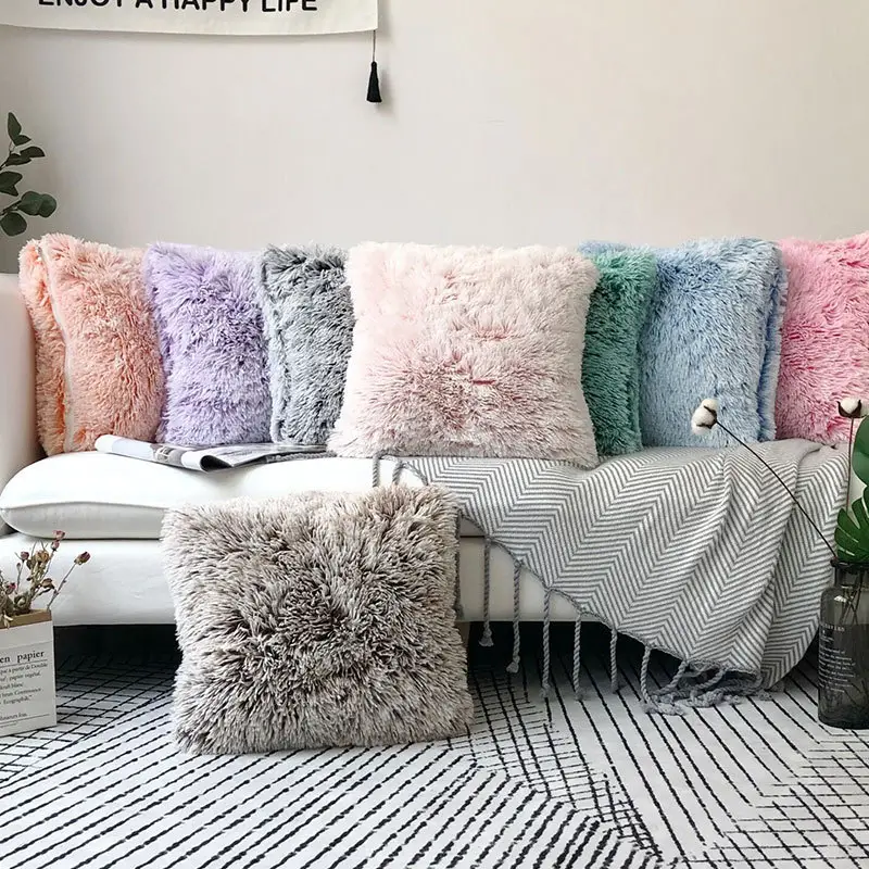 SIPEIEN Decorative Soft Fluffy Plush Pillow Case Faux Fur Cushion Cover for sofa home living