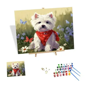 Painting by Numbers Kit Dog Animals DIY Gift 40x50cm/16x20 inch Without Frame Acrylic Painting Coloring Paint by Numbers