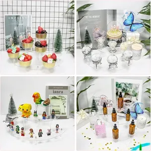 3-Tier nửa mặt trăng Acrylic hiển thị đứng rõ ràng <span class=keywords><strong>cupcake</strong></span> Nước hoa tổ chức <span class=keywords><strong>Rack</strong></span> cho món tráng miệng thực phẩm - Product Image 5