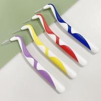 Brosse interdentaire en forme de L pour adulte Cure-dents brosse à dents pour soins bucco-dentaires matériel orthodontique en acier inoxydable