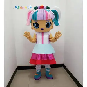 Hengyue kostum maskot karakter Lol Unicorn cantik kustom boneka anak perempuan untuk pesta Cosplay