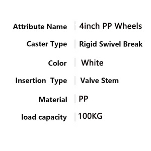 4 İnç Endüstriyel İskele Tekerlekleri, Frenli, Ağır Hizmet Tipi Döner Tabla Tekerlekler, Beyaz PP Tekerlekler ve 400LBS Taşıma Kapasitesi - Product Image 5