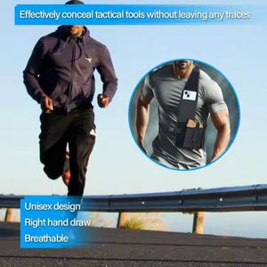 Funda táctica universal ajustable de neopreno para el pecho y axila con bolsa para teléfono celular, funda oculta para pistola de hombro - Product Image 6