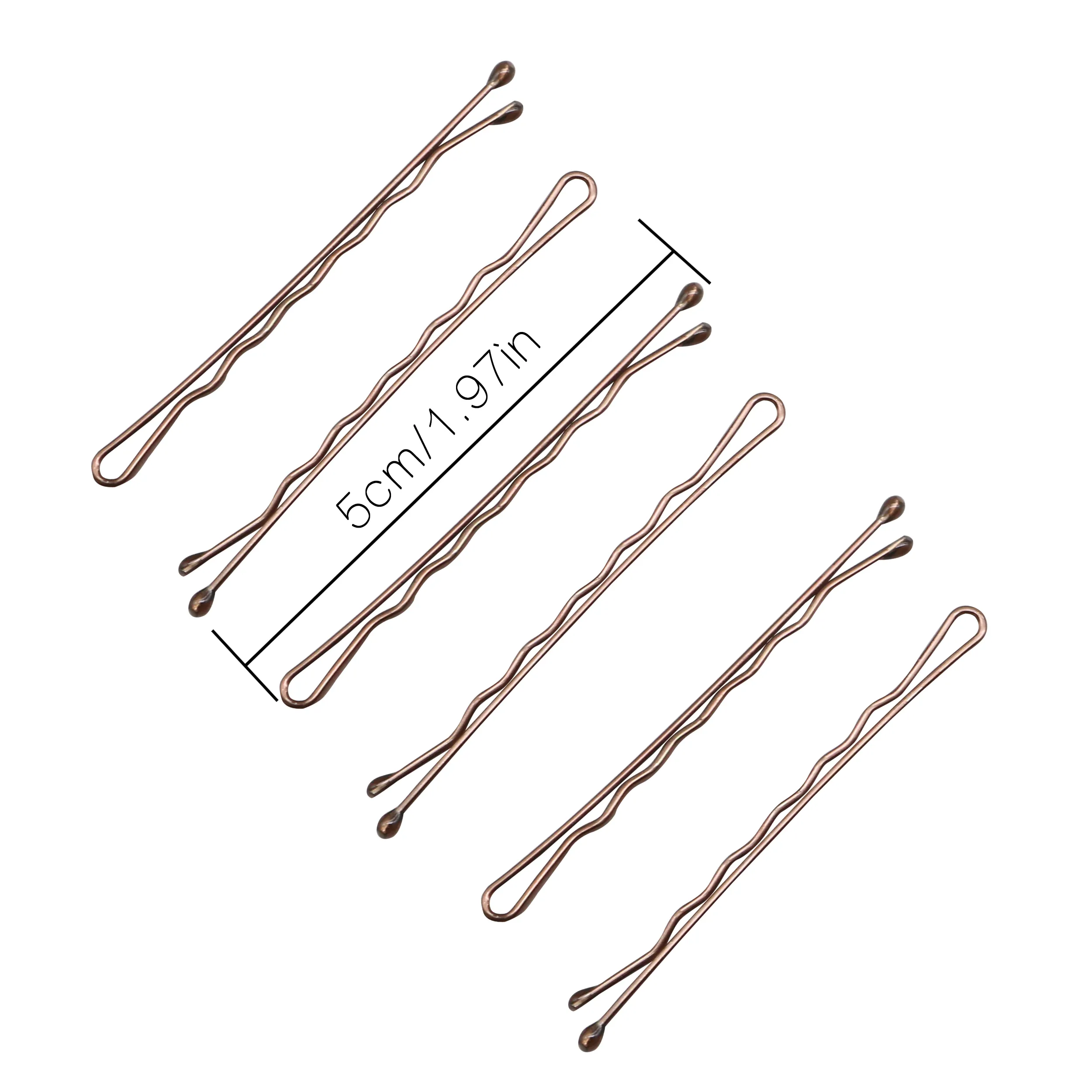 BSCI Diaudit Pabrik Lirong Logam 5CM/2in Bergelombang Coklat Bridal Bobby Pins Jepit Rambut Pegangan untuk Dekorasi Rambut 60Pcs