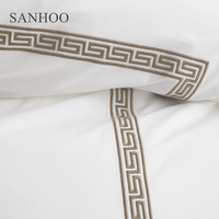 SANHOO Parure de lit de luxe en lin et coton égyptien, qualité hôtelière, 500 fils, draps en pur coton