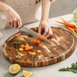 New Arrivals Oval Wooden Cutting Board Multipurpose Acacia Wood End Grain Kitchenware Meat Vegetables Chopping Boards