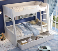 Lit superposé pour enfants Mobilier de chambre à coucher en bois massif Lits superposés doubles avec escalier pour enfants