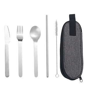 Ensemble de couverts de voyage en acier inoxydable pour l'extérieur – Couteau, cuillère, fourchette en métal - Product Image 6