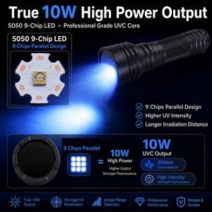 Linterna UV Profunda M45 <span class=keywords><strong>de</strong></span> 10W con Luz Ultravioleta |   LED <span class=keywords><strong>de</strong></span> 255nm y 9 Chips con Filtro ZWB3 |   Linterna con Batería Recargable 21700 para Detección <span class=keywords><strong>de</strong></span> Rocas - Product Image 3