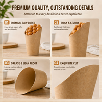 Gobelets à collation en papier kraft personnalisés en gros, design incliné, porte-frites, emballage alimentaire jetable à emporter, logo imprimé