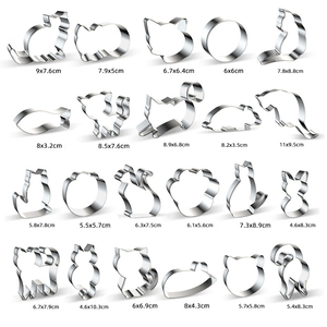 Diferentes formas de <span class=keywords><strong>gato</strong></span>, cortador de galletas de acero inoxidable, Fondant, moldes de prensa para hornear galletas - Product Image 2