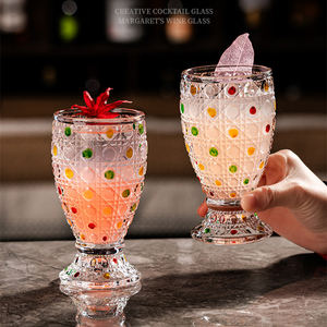 Verre à cocktail en relief de style <span class=keywords><strong>français</strong></span> en gros, verre à whisky en diamant à pois colorés, verre à vin doux pour fête - Product Image 6