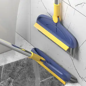 Household Cleaning Tool Rotating Long Handle Floor Scrub Brush Tile Gap Brush Bathroom 2 In 1 Cleaning Scrape Brush
