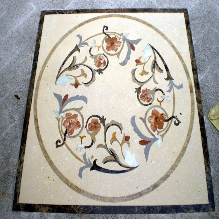 custom pattern inlay flower floor design decoration water jet marble