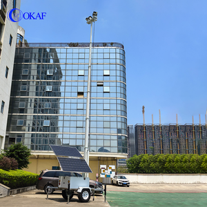 Tour de sécurité mobile CCTV standard US/UE, remorque de surveillance alimentée par énergie solaire 2x450W pour la sécurité des parkings extérieurs - Product Image 5